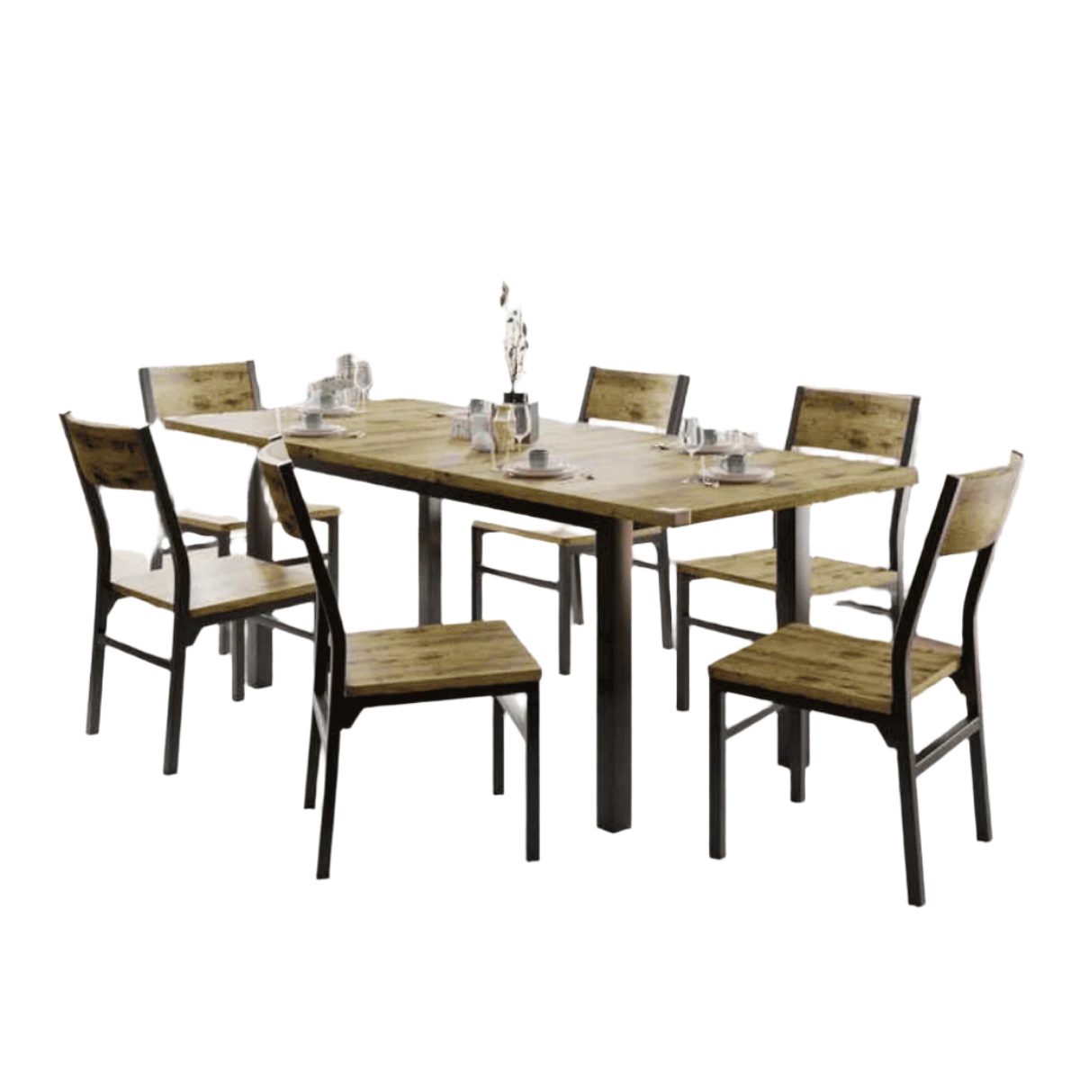 Rustic Farmhouse Dining Table Set For 6